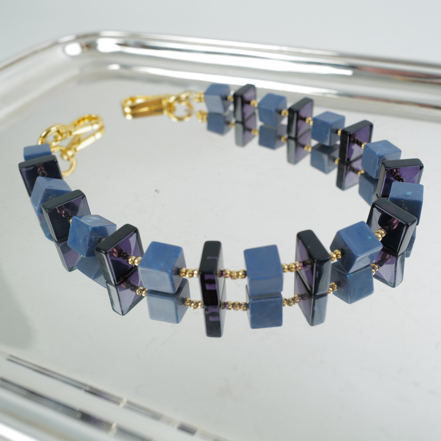 Clutch Strap | Cubes in Indigo Marble