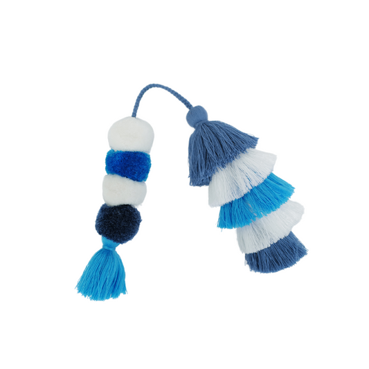 Flair Pom | Fog Blue + White + Baby Blue