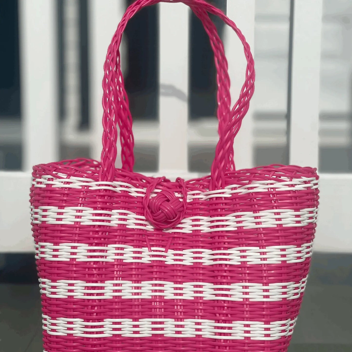 Berry Basket | Lined Paper Stripe Hot Pink / White