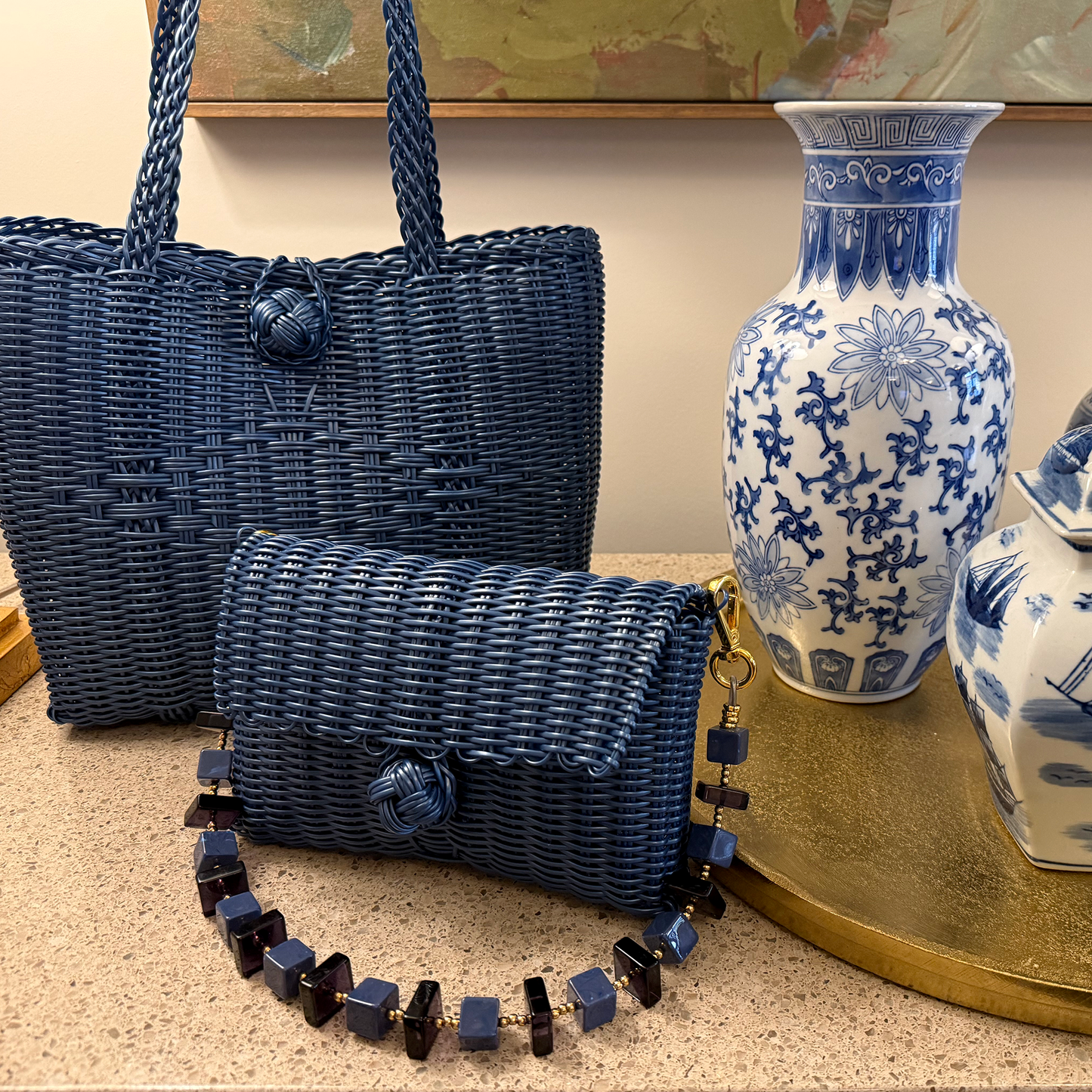 Pochette | Indigo Marble Cubes