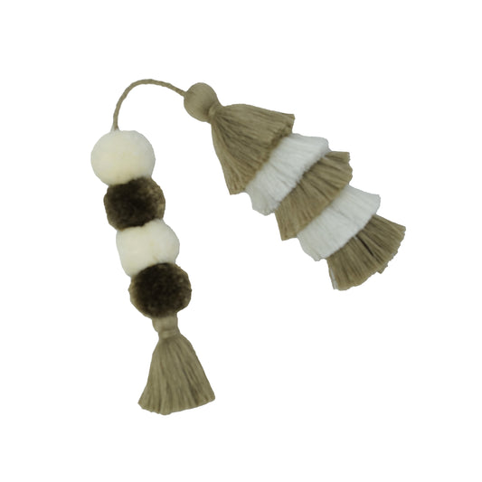 Flair Pom | Beige + White