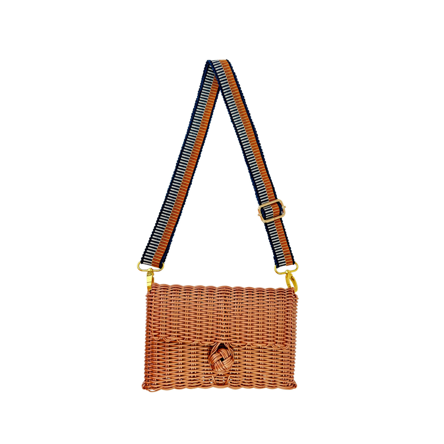 Woven Adjustable Strap in Fog Blue / Cinnamon + Clutch