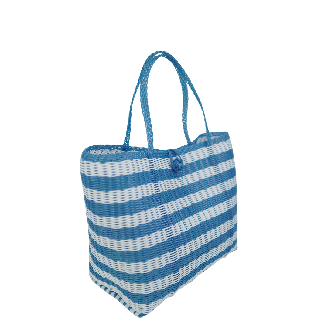 Medium | Lined Paper Stripe in Baby Blue / White