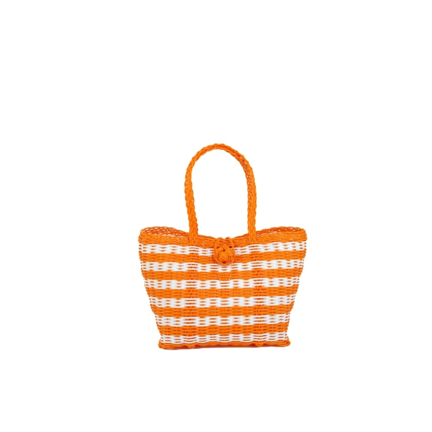 Berry Basket, Lined Paper Stripe in Tangerine + White