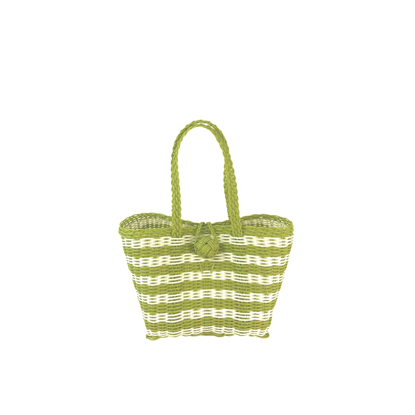 Berry Basket, Lined Paper Stripe in Pear Green + White