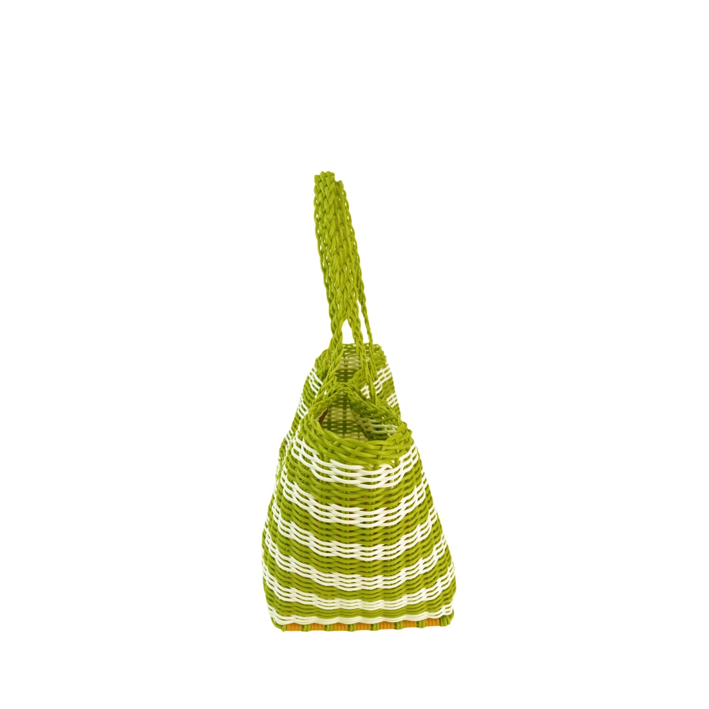 Berry Basket, Lined Paper Stripe in Pear Green + White