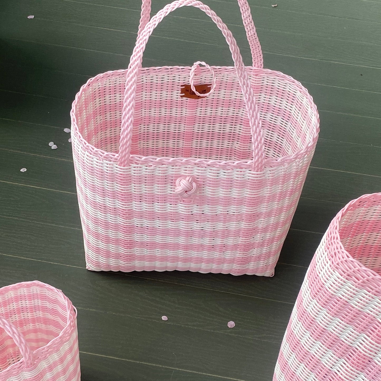 Small | Lined Paper Stripe in Baby Pink / White