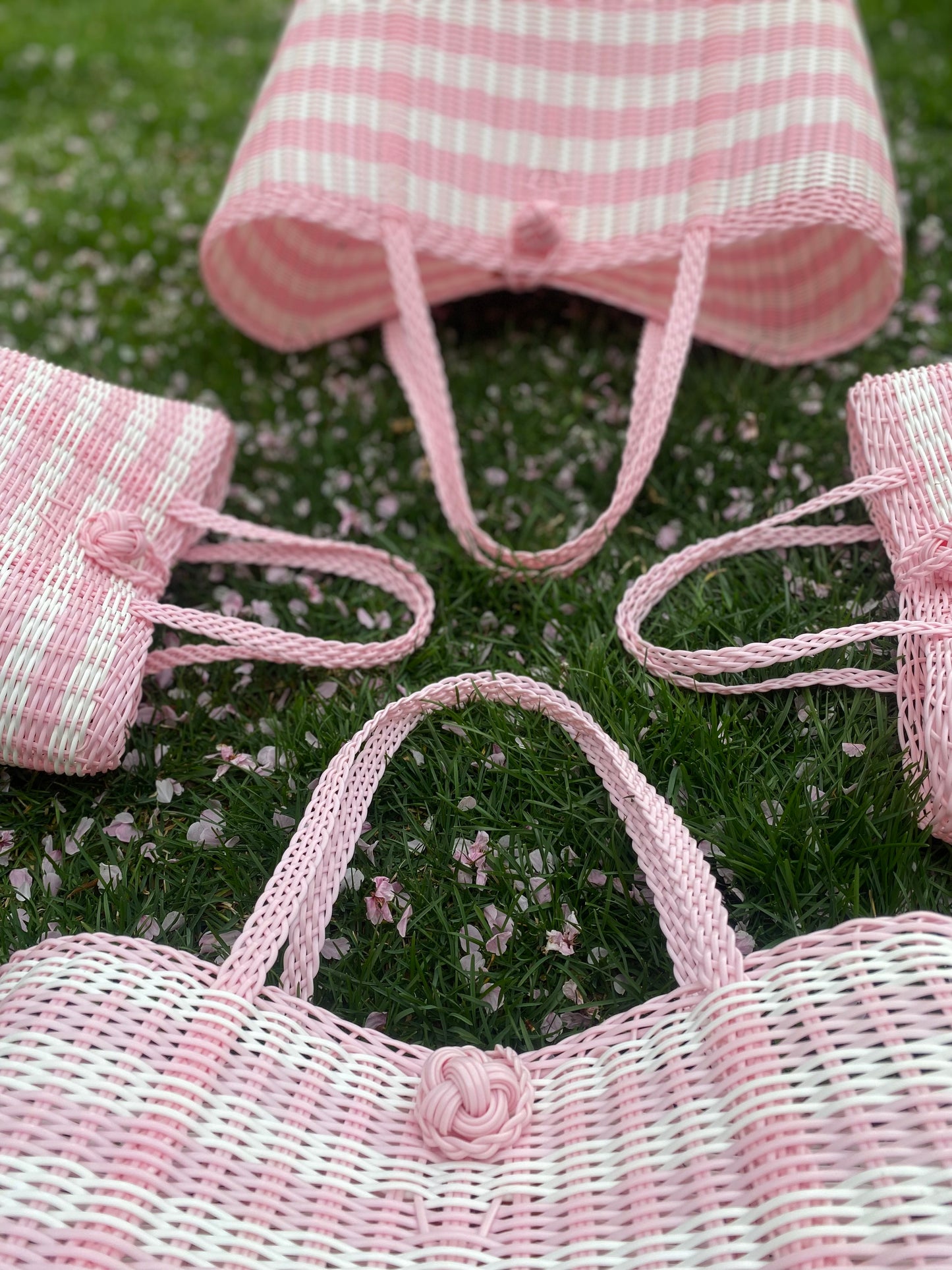 Small | Lined Paper Stripe in Baby Pink / White