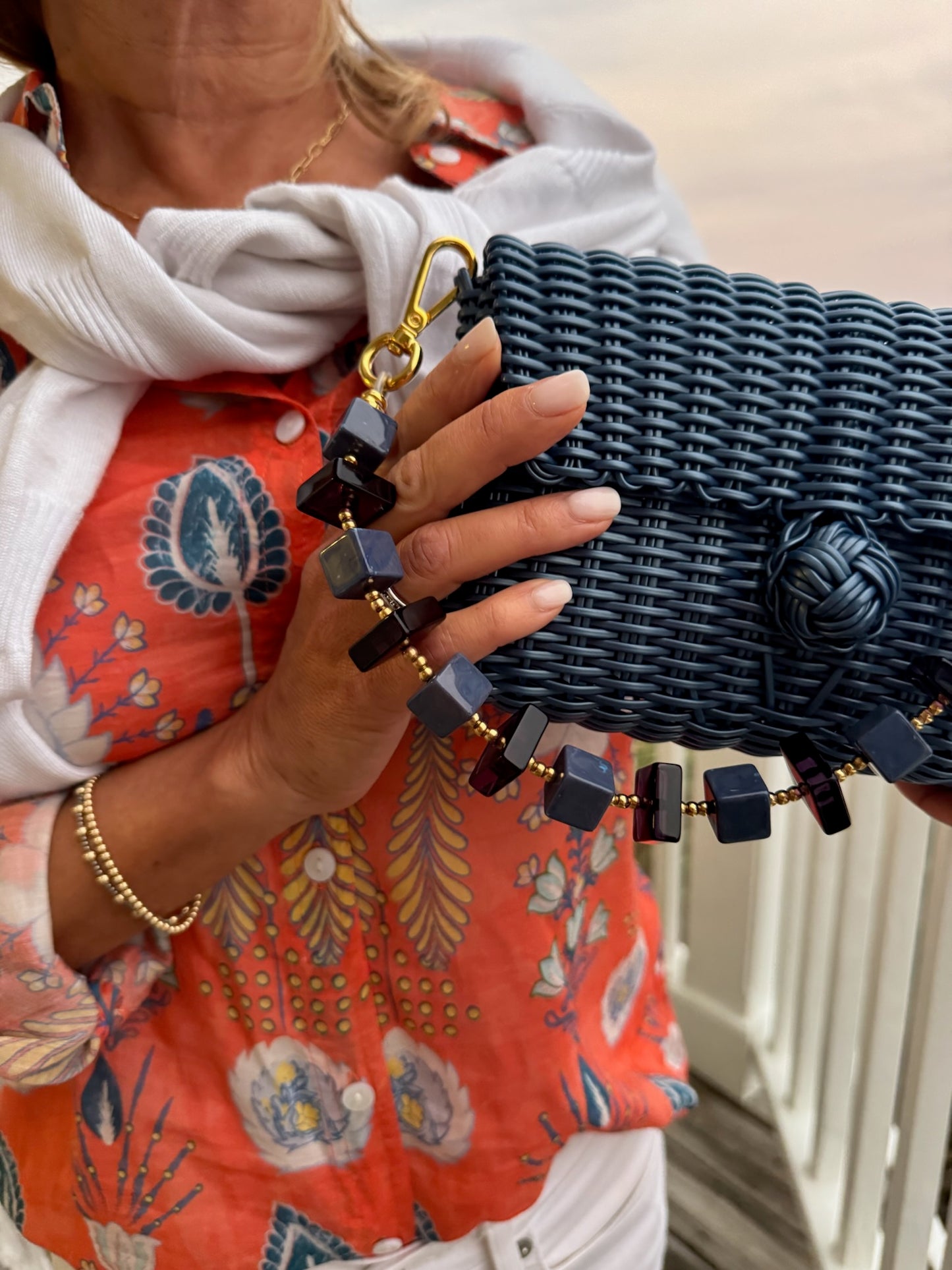 Clutch Strap | Cubes in Indigo Marble