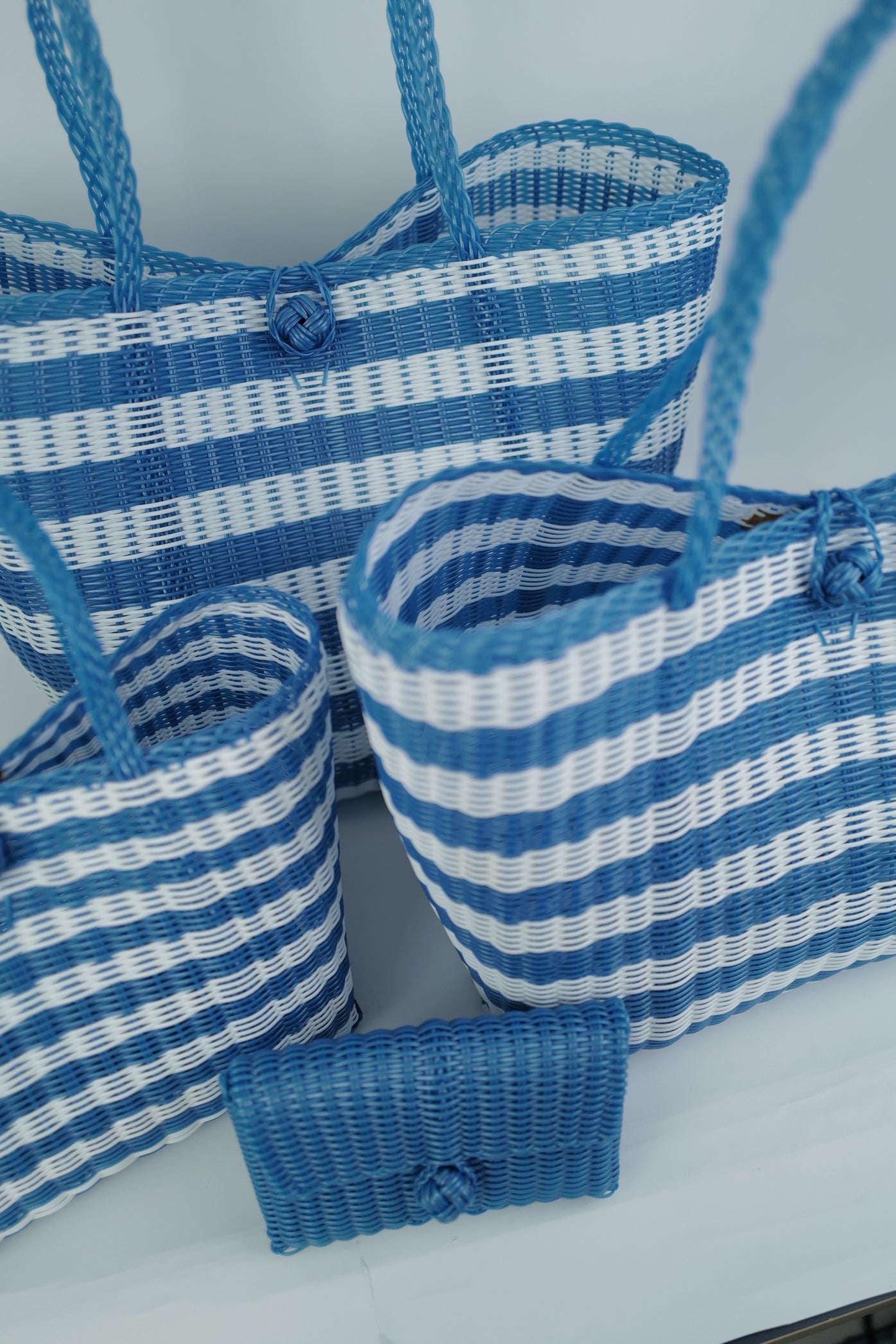 Medium | Lined Paper Stripe in Baby Blue / White