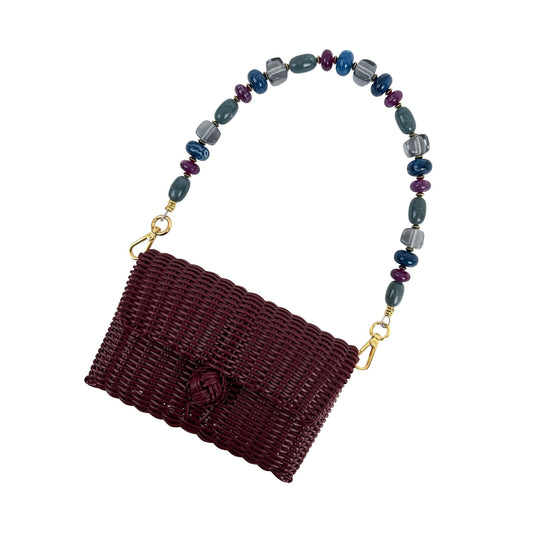 Pochette | Blue Mosaic Beads in Burgundy