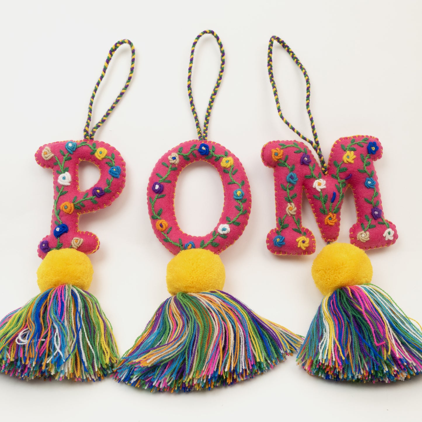Poms | Pink Letters With Tassels