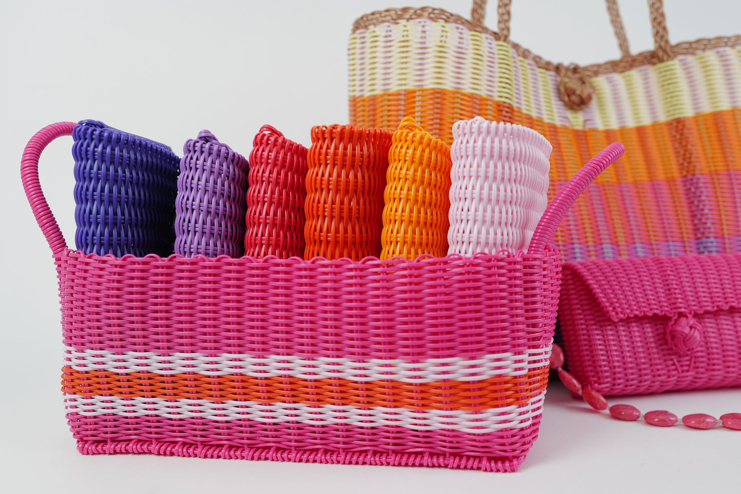 Picnic Popper | Offset Stripe in Hot Pink / White / Orange