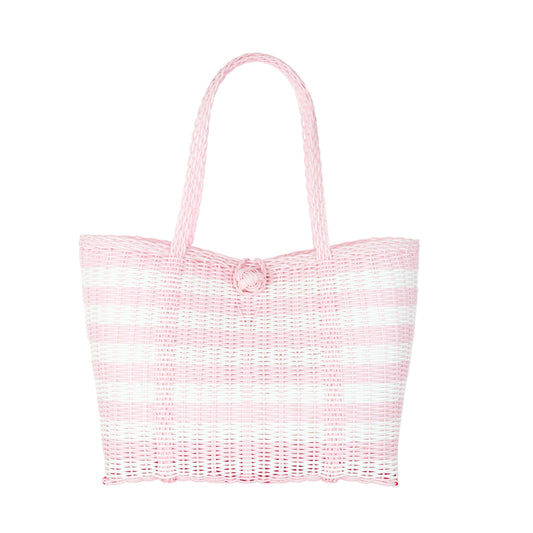 Small | Lined Paper Stripe in Baby Pink / White
