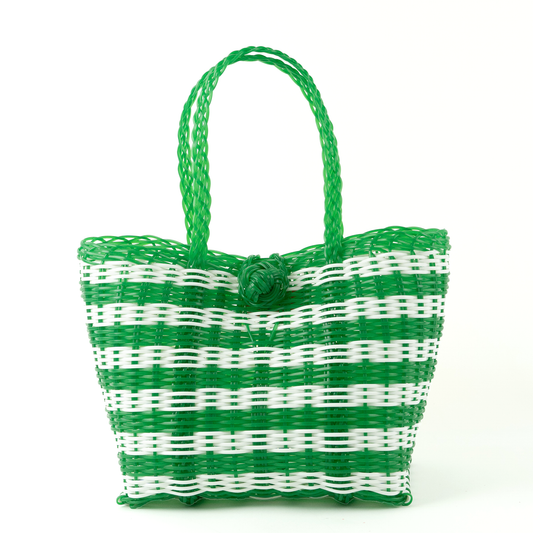 Berry Basket | Lined Paper Stripe in Emerald Green / White