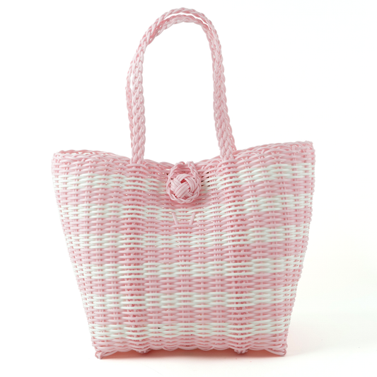 Berry Basket | Lined Paper Stripe in Baby Pink / White