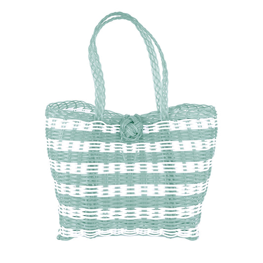 Berry Basket | Lined Paper Stripe in Sea Glass/ White