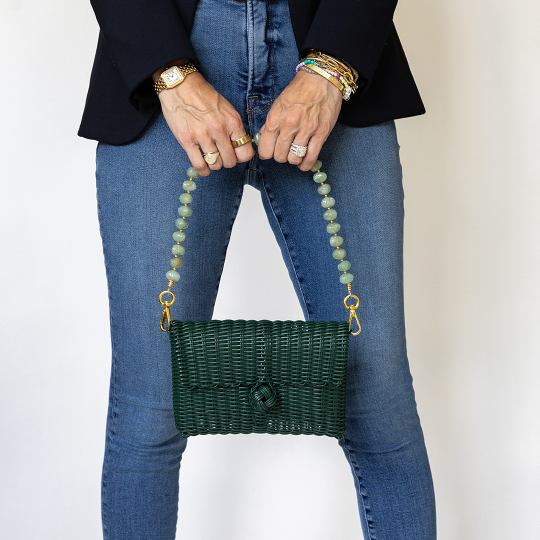 Clutch Strap | Pebble Gemstone in Jade Green