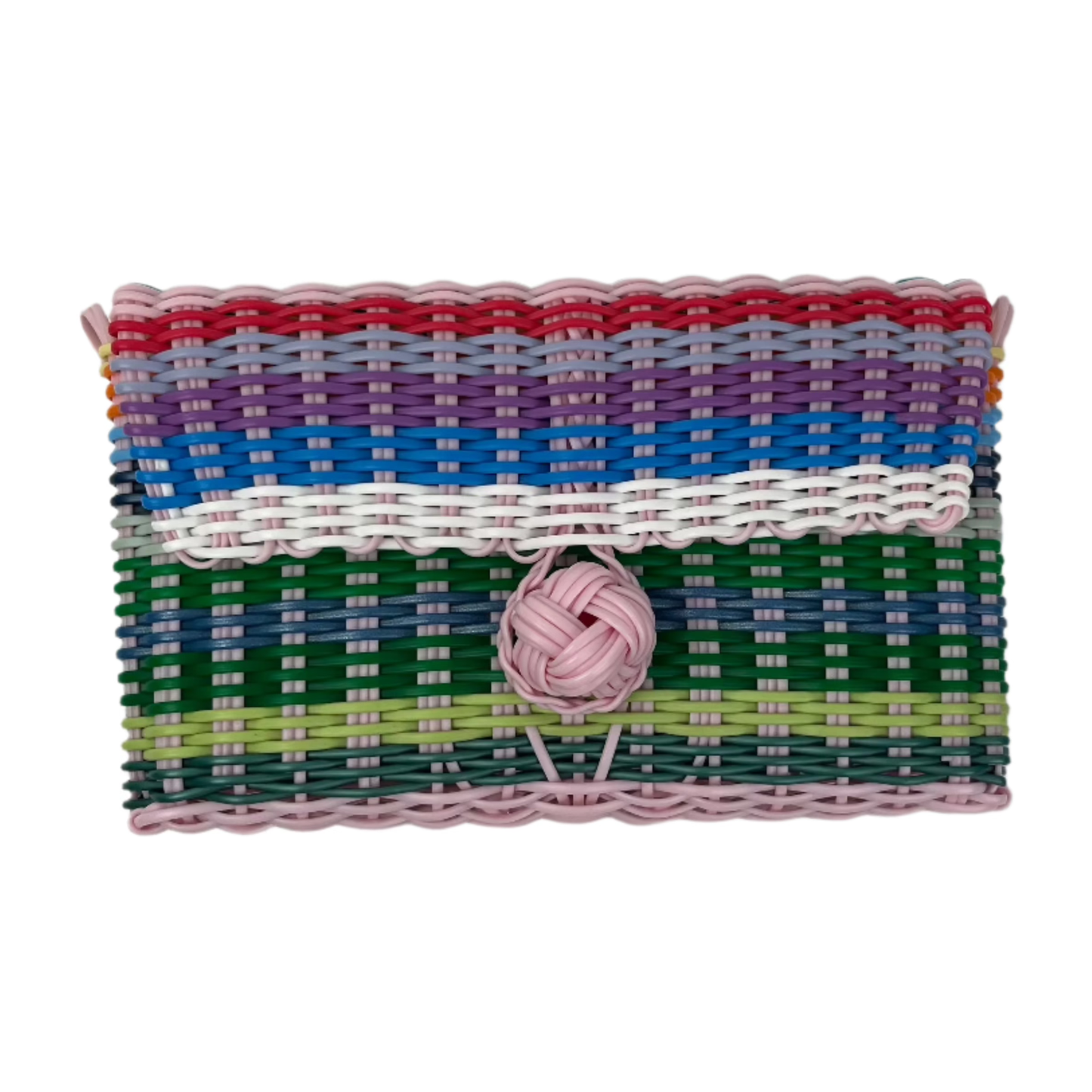 Clutch | Multi-Stripe Light Pink Button