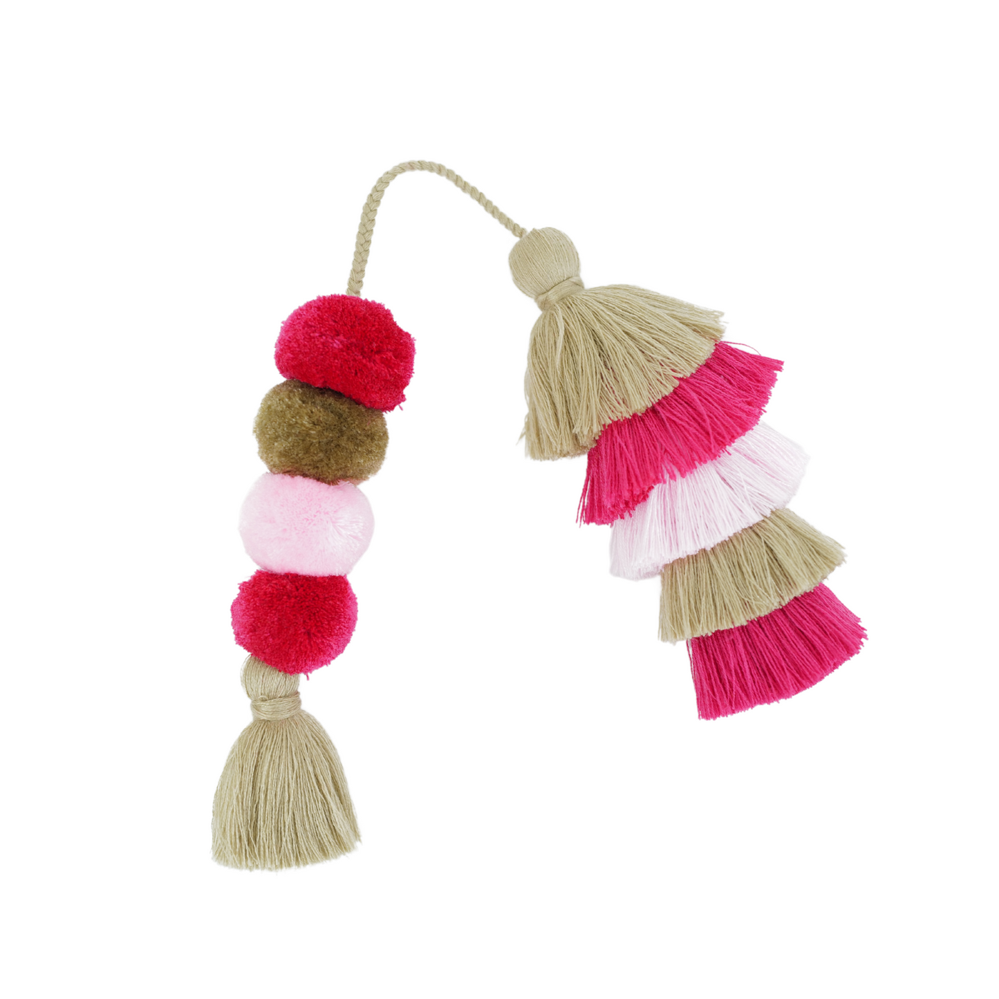 Flair Pom | Beige + Rose Red + Baby Pink