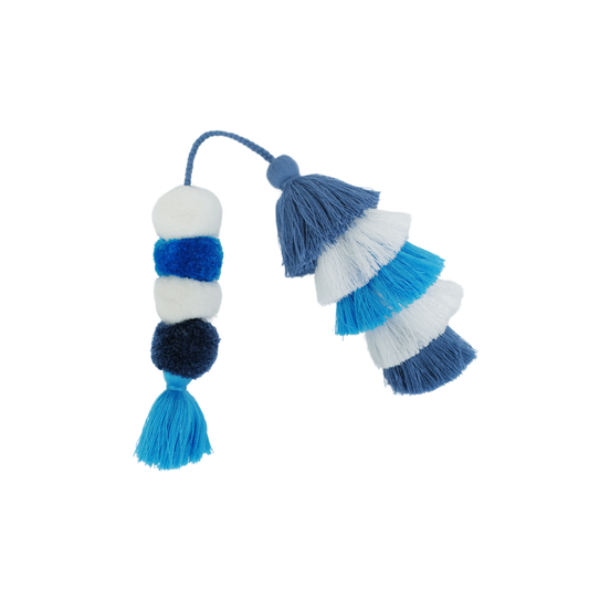 Flair Pom | Fog Blue + White + Baby Blue
