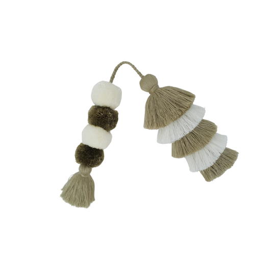Flair Pom | Beige + White