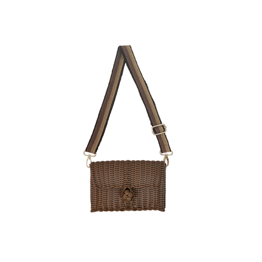 Woven Adjustable Strap in Brown / Cinnamon + Clutch