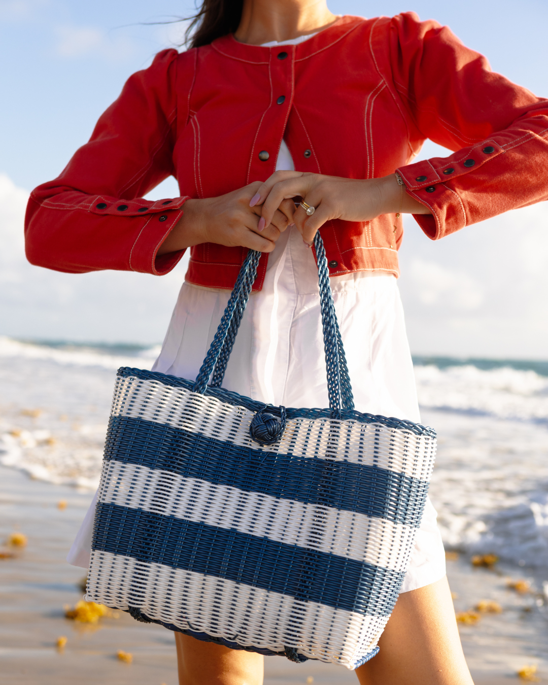 Small | Awning Stripe Fog Blue/White