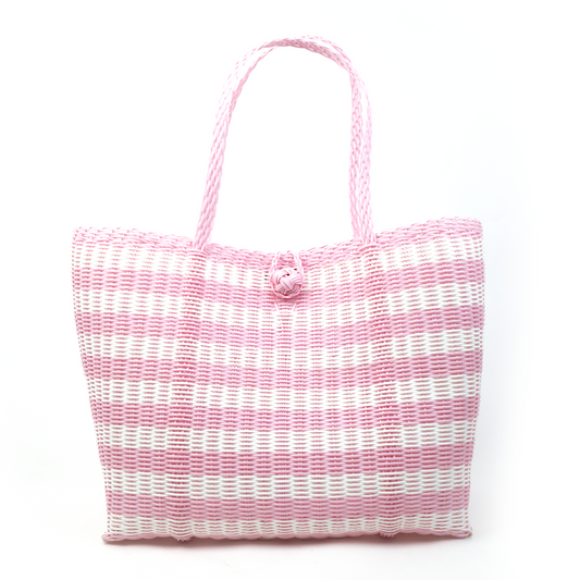 Medium | Lined Paper Stripe in Baby Pink / White