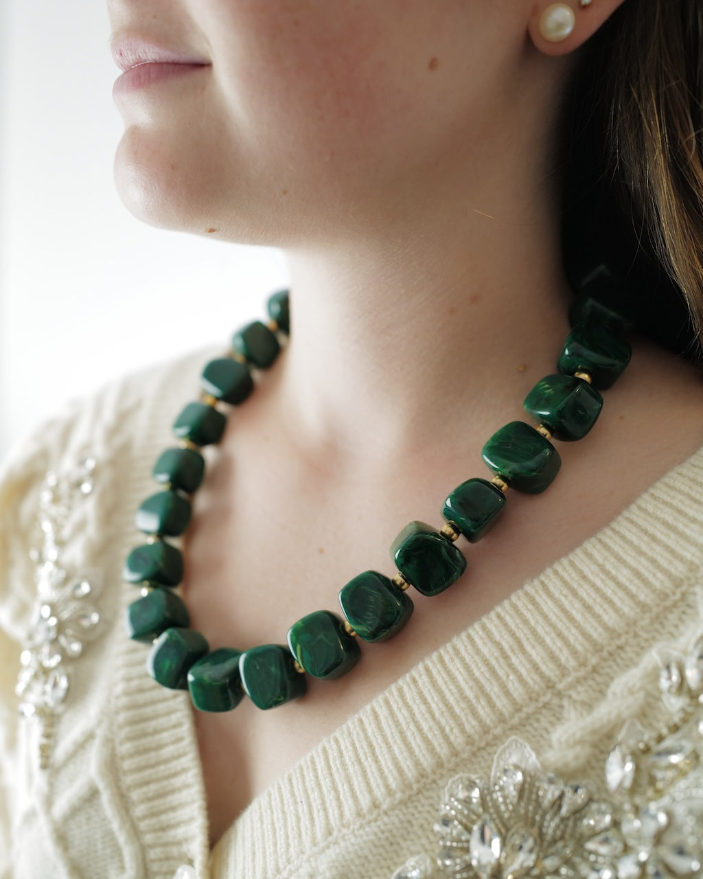 Clutch Strap | Cubes in Midnight Malachite