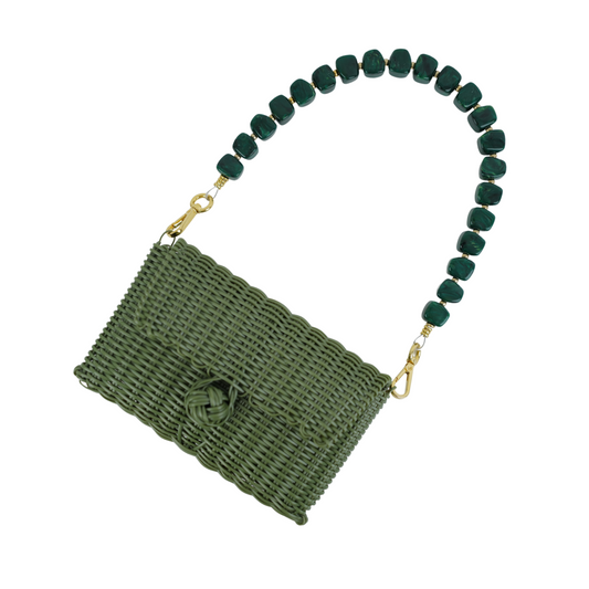 Pochette | Midnight Malachite Stones in Olive Green