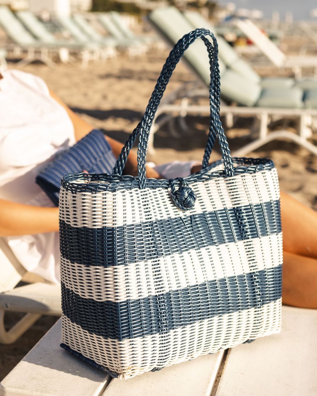 Small | Awning Stripe Fog Blue/White