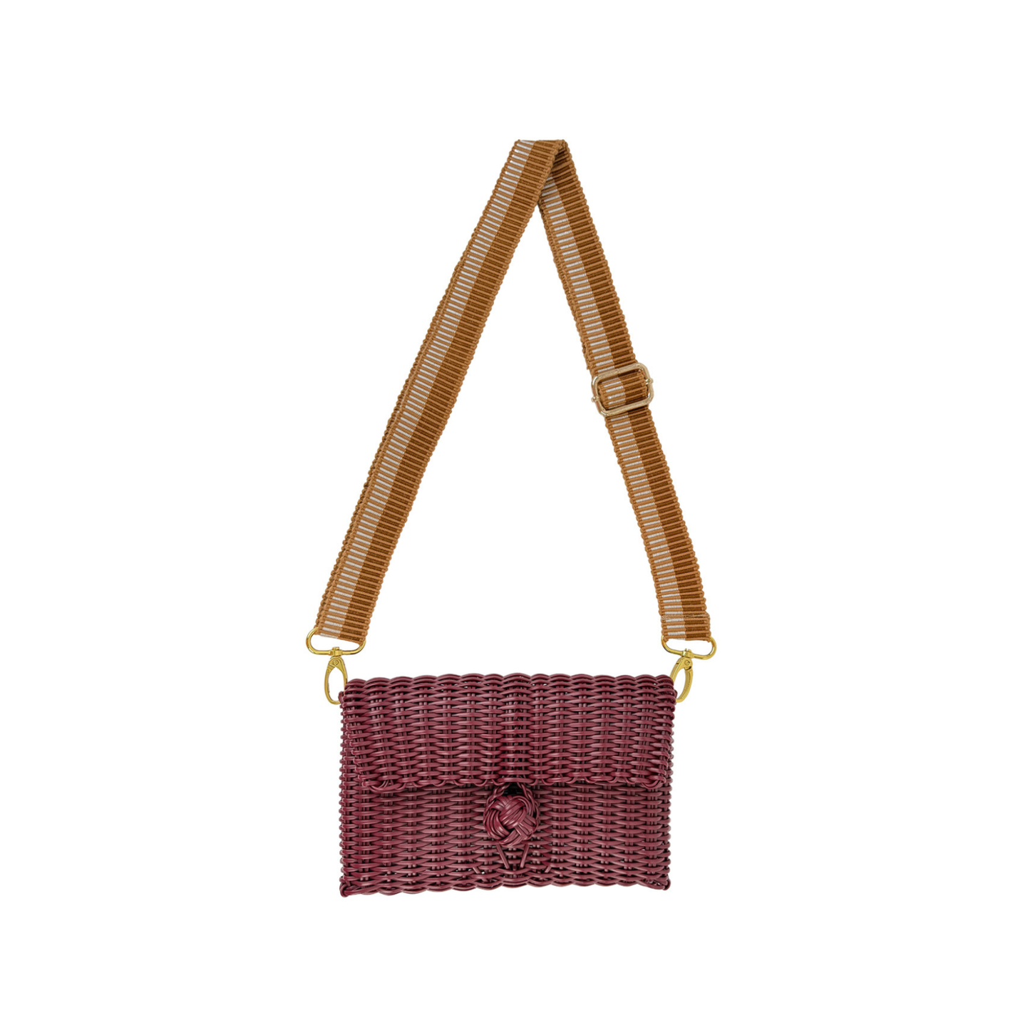 Woven Adjustable Strap in Cinnamon / White + Clutch