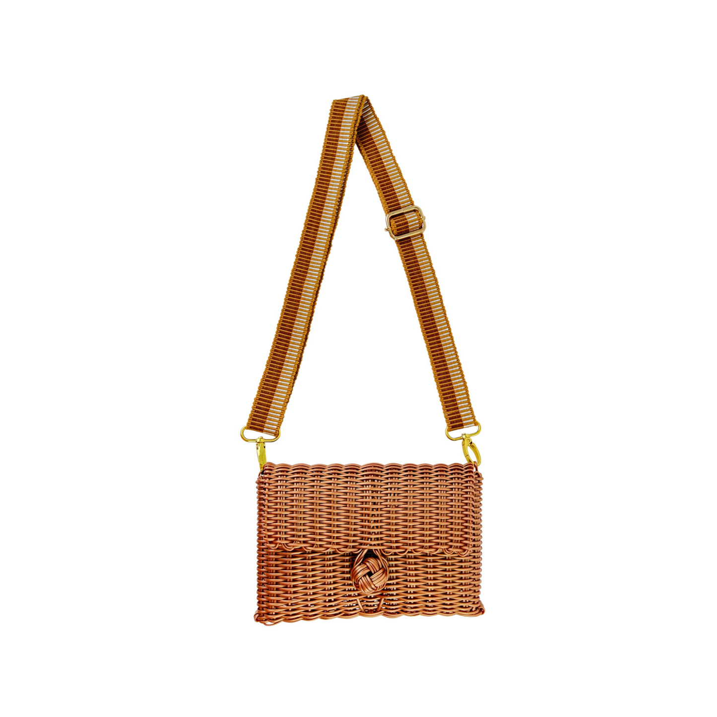 Woven Adjustable Strap in Cinnamon / White + Clutch