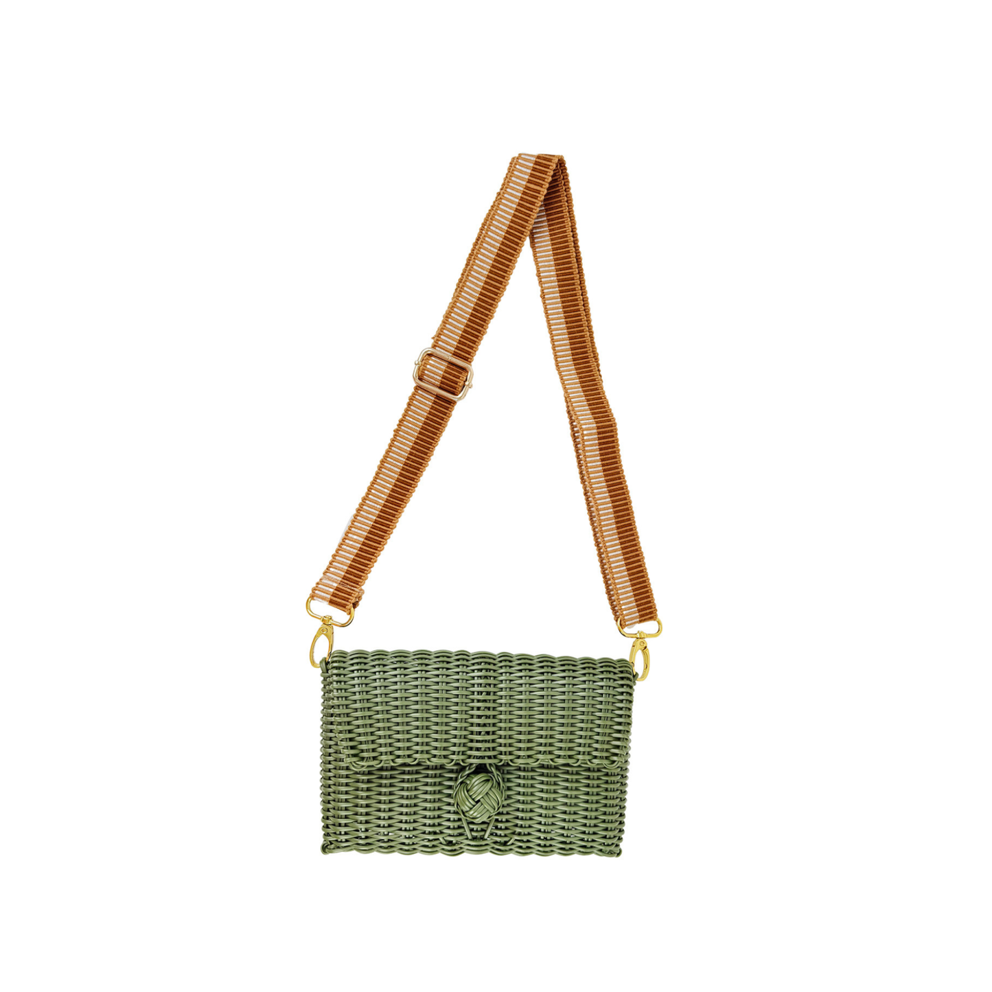 Woven Adjustable Strap in Cinnamon / White + Clutch
