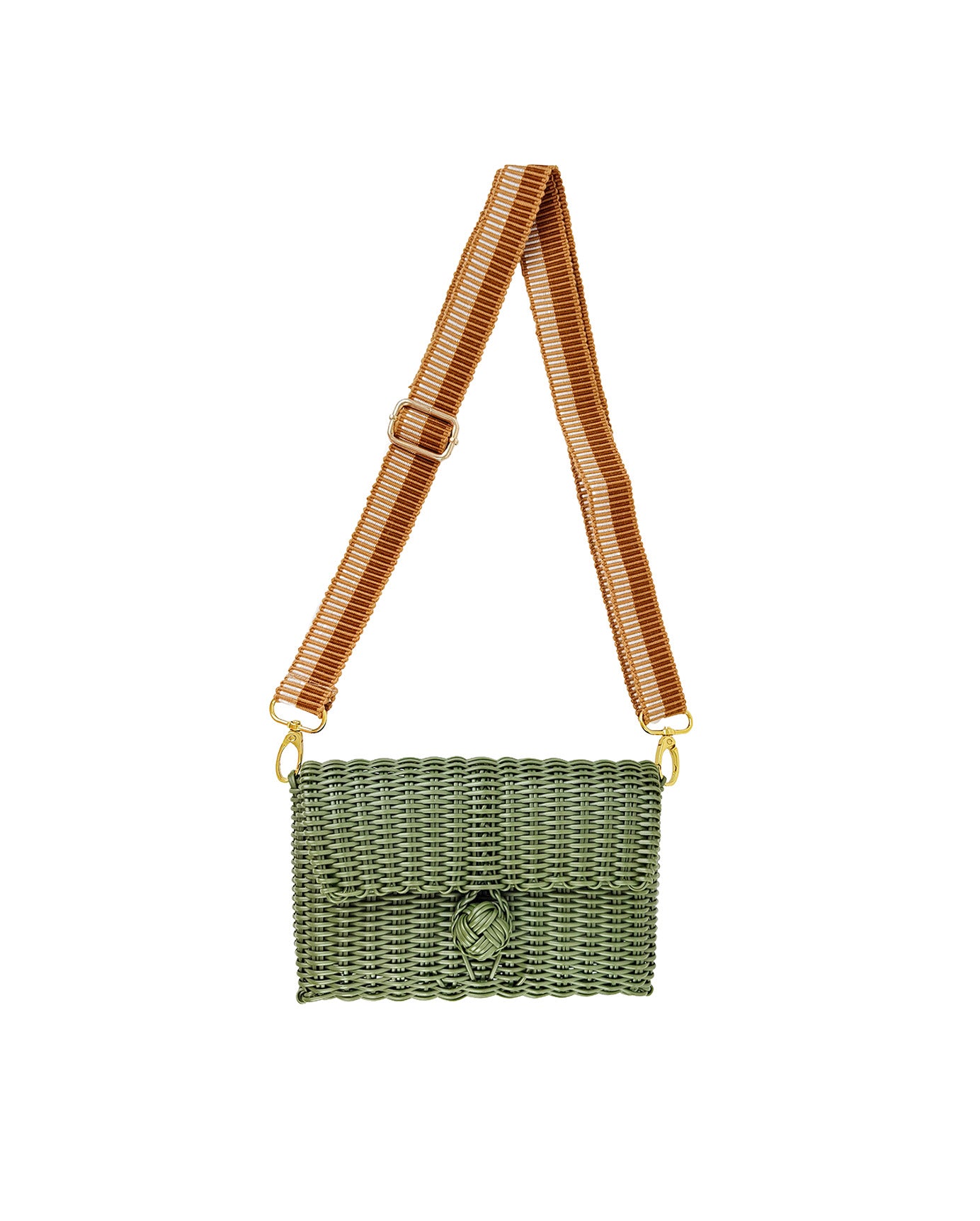 Woven Adjustable Strap in Cinnamon / White + Clutch