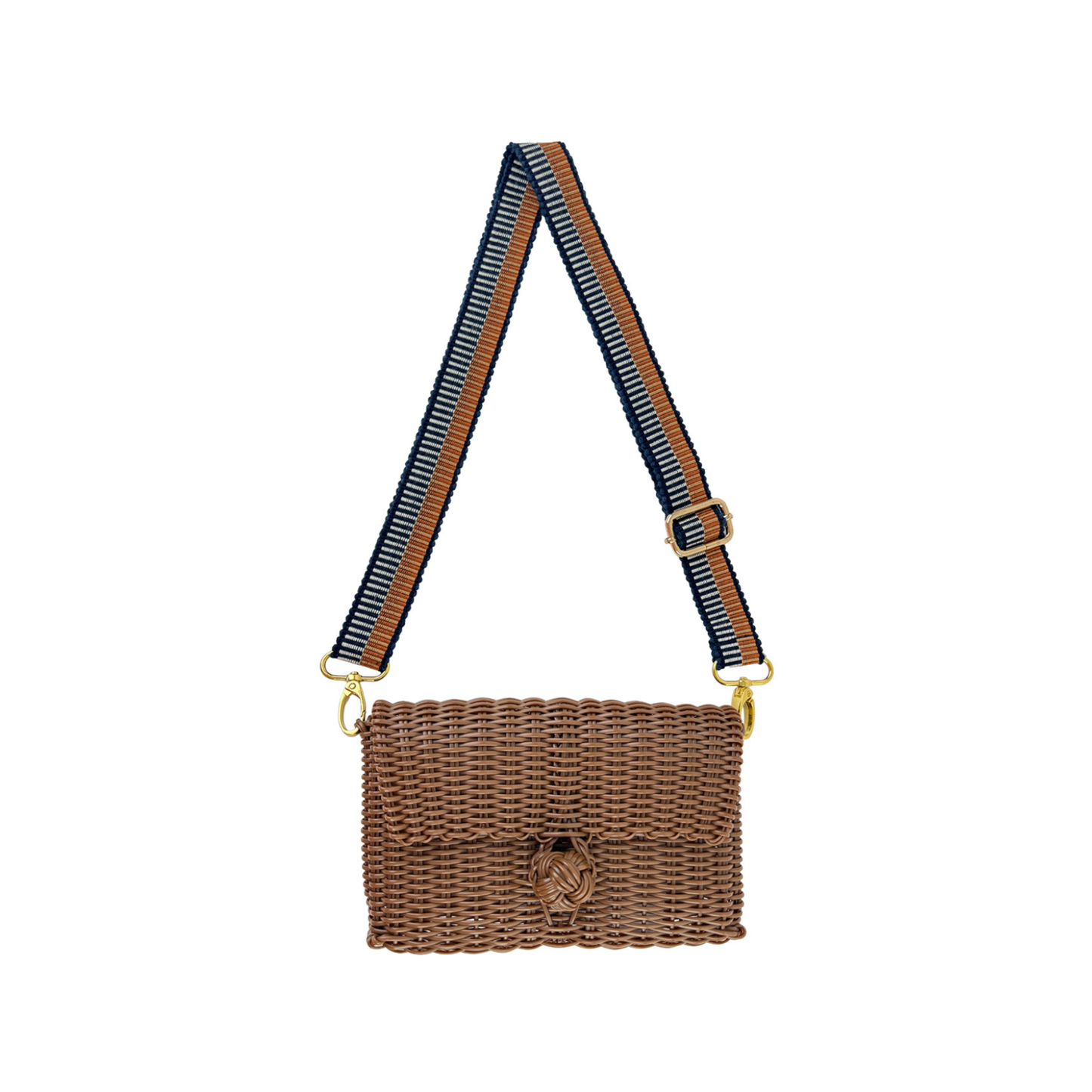 Woven Adjustable Strap in Fog Blue / Cinnamon + Clutch