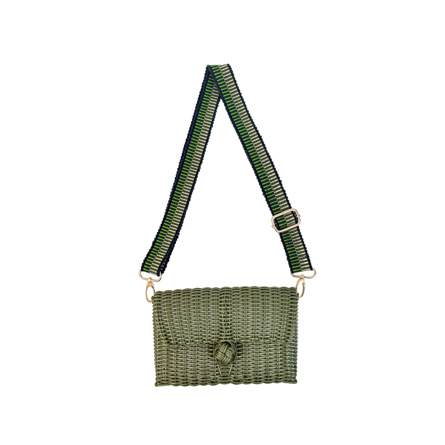 Woven Adjustable Strap | Fog Blue / Olive + Clutch