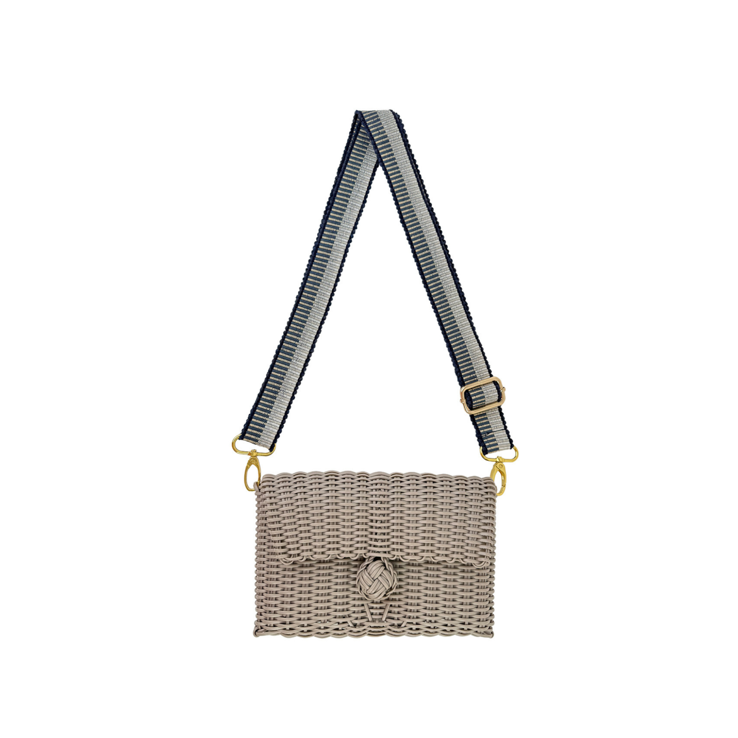 Woven Adjustable Strap in Fog Blue / Putty + Clutch
