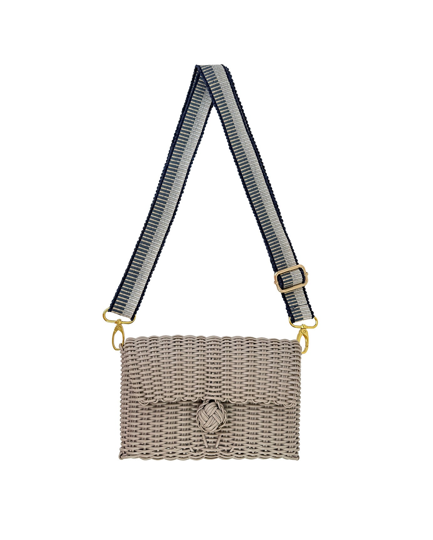 Woven Adjustable Strap in Fog Blue / Putty + Clutch