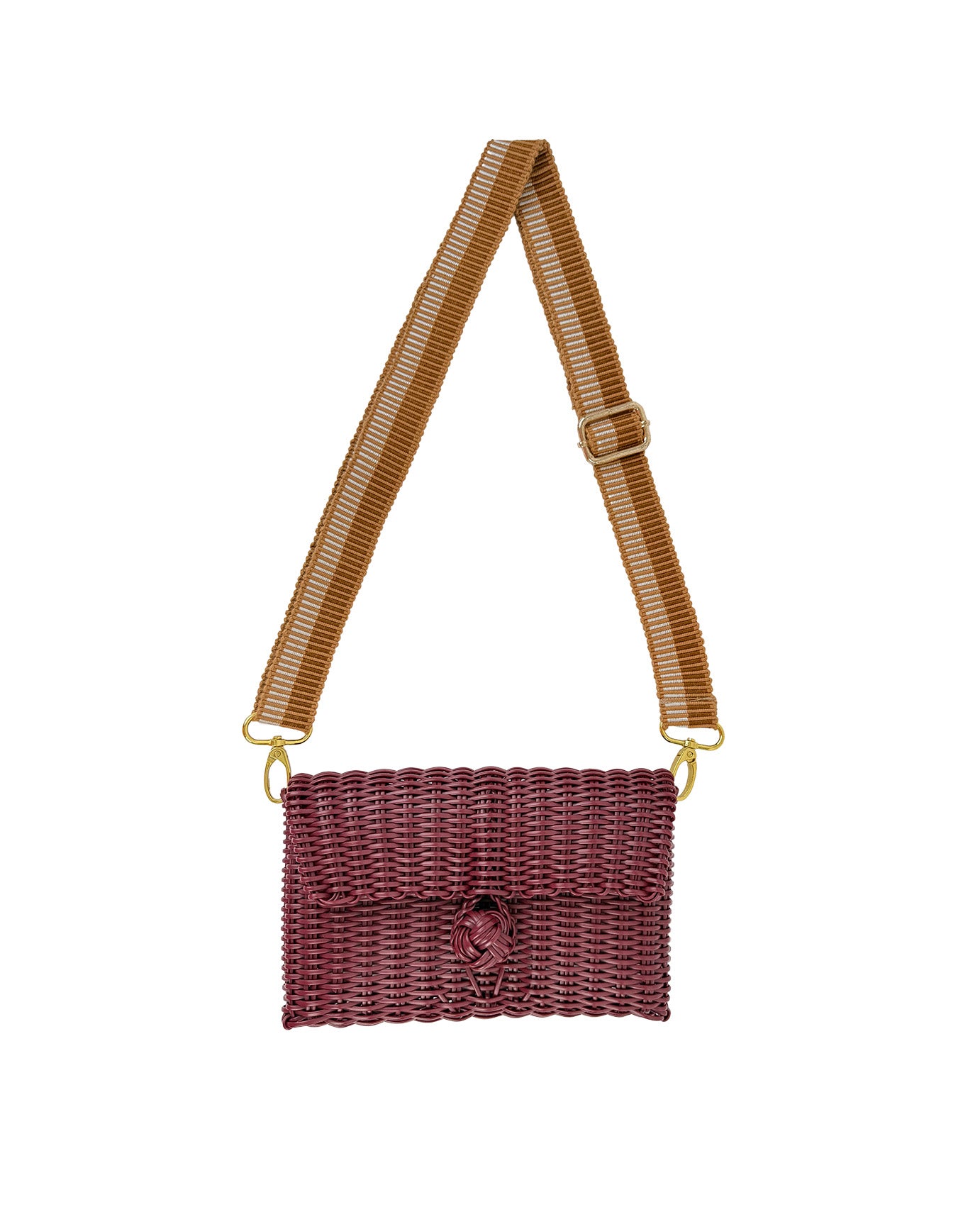 Woven Adjustable Strap in Cinnamon / White + Clutch