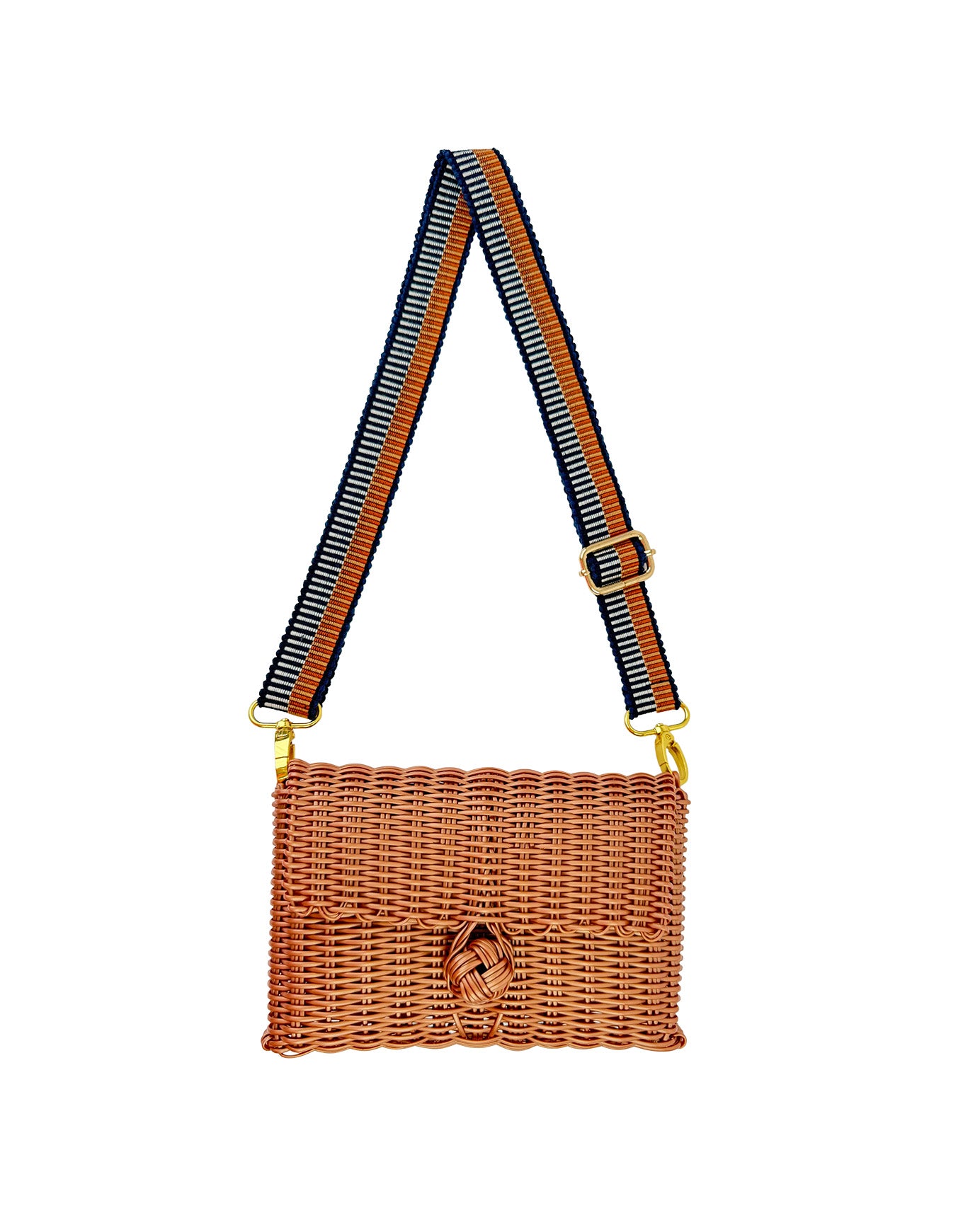 Woven Adjustable Strap in Fog Blue / Cinnamon + Clutch