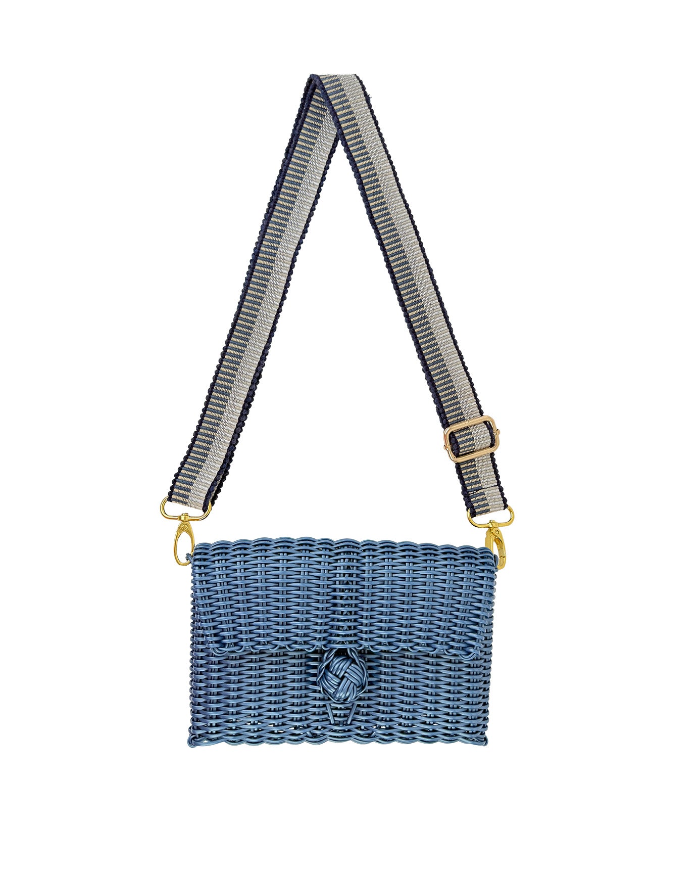 Woven Adjustable Strap in Fog Blue / Putty + Clutch